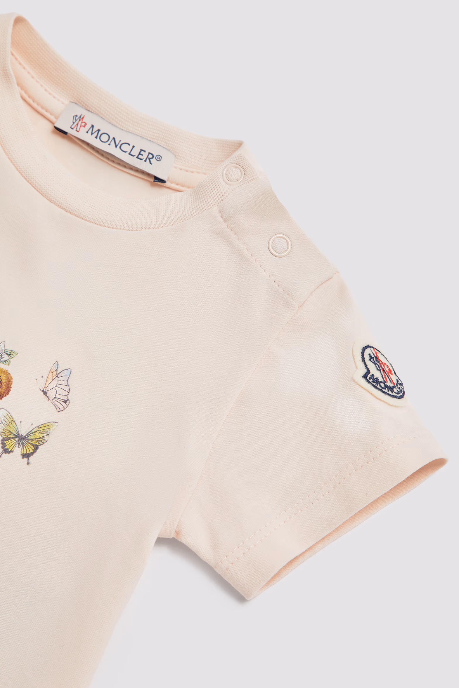 Teddy Bear Motif Cotton T-Shirt Girl Light Pink Moncler 3